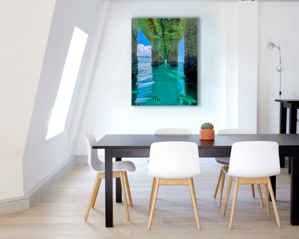 Crash Boat Beach print hanging in dining room