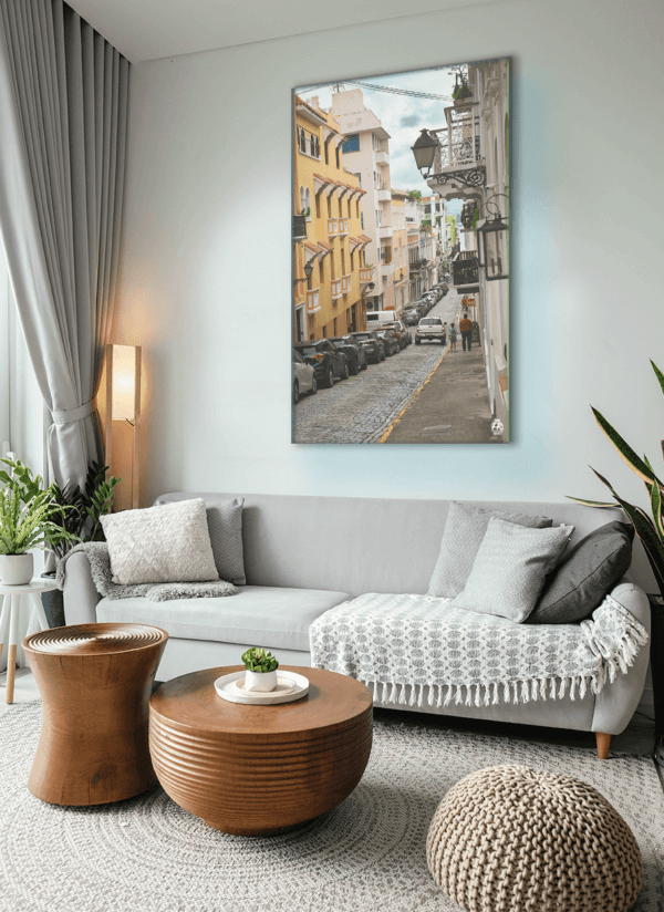 "Calle del Sol, Viejo San Juan" mounted on wall.